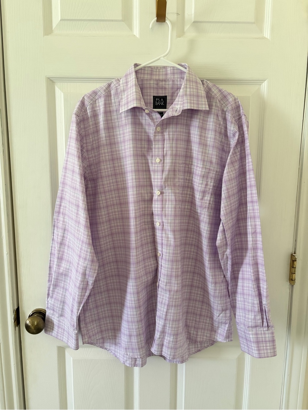 Jos. A. Bank Traveller Lavender Plaid Dress Shirt